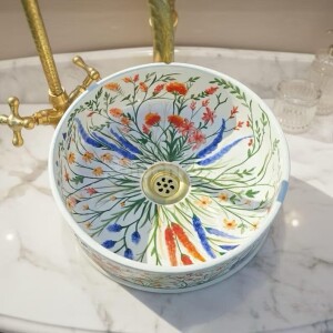 Handmade Floral Ceramic Sink